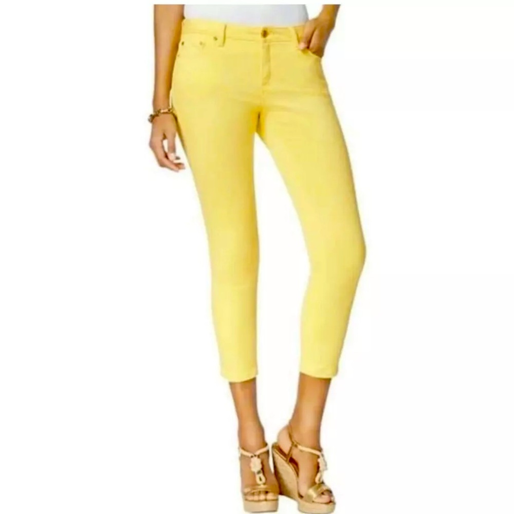 Michael Kors Izzy cropped skinny yellow jeans